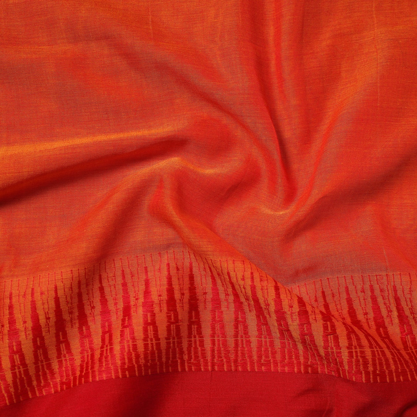 Orange - thread border dharwad cotton fabric 02