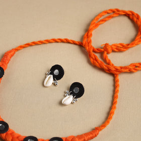 Orange - thread braided shell choker necklace set 04