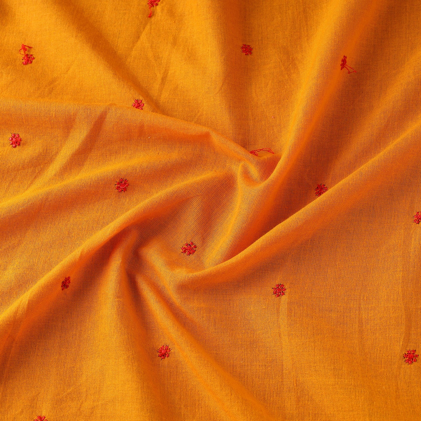 Orange Thread Buti Cotton Plain Fabric