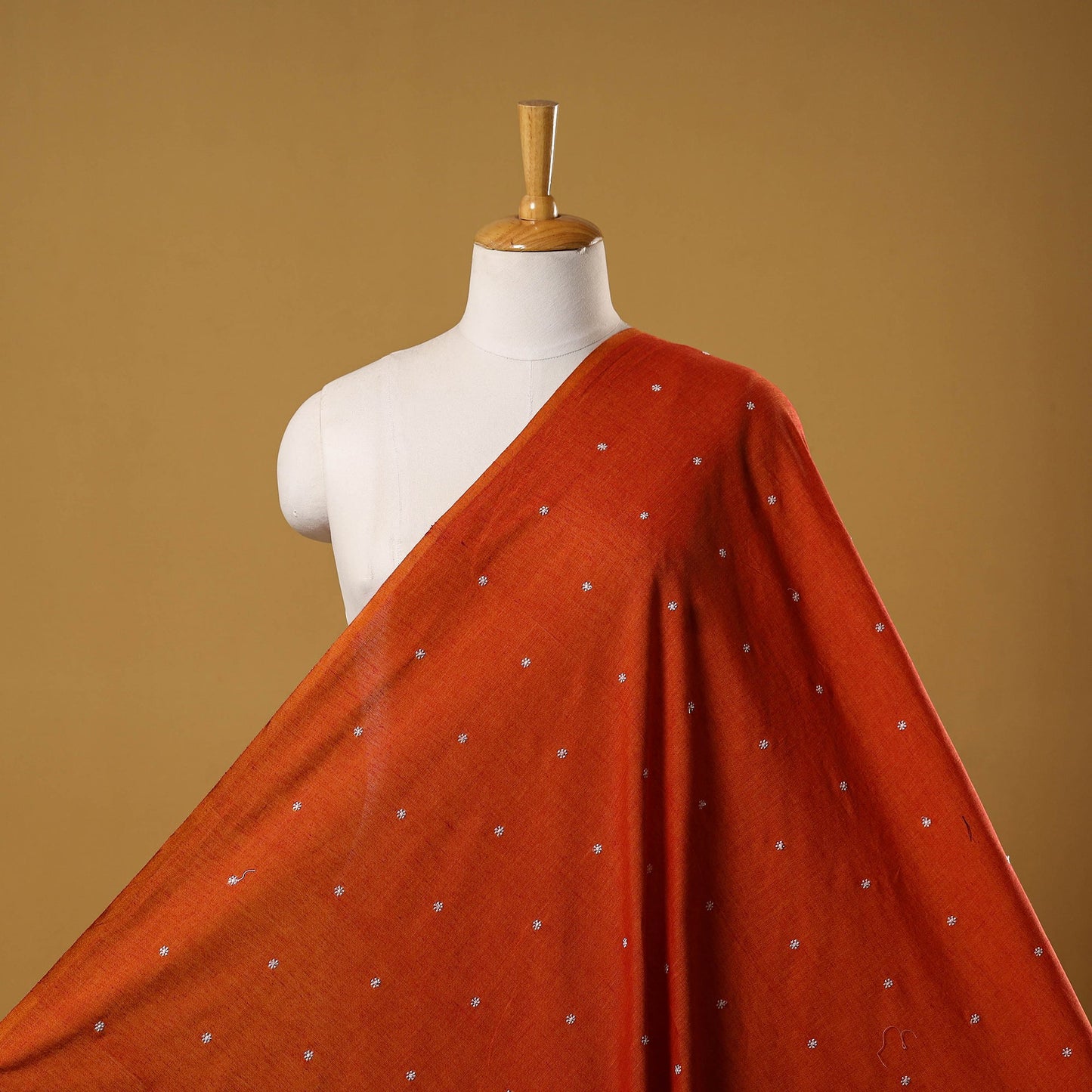 Orange - thread buti cotton plain fabric 06 - handcrafted
