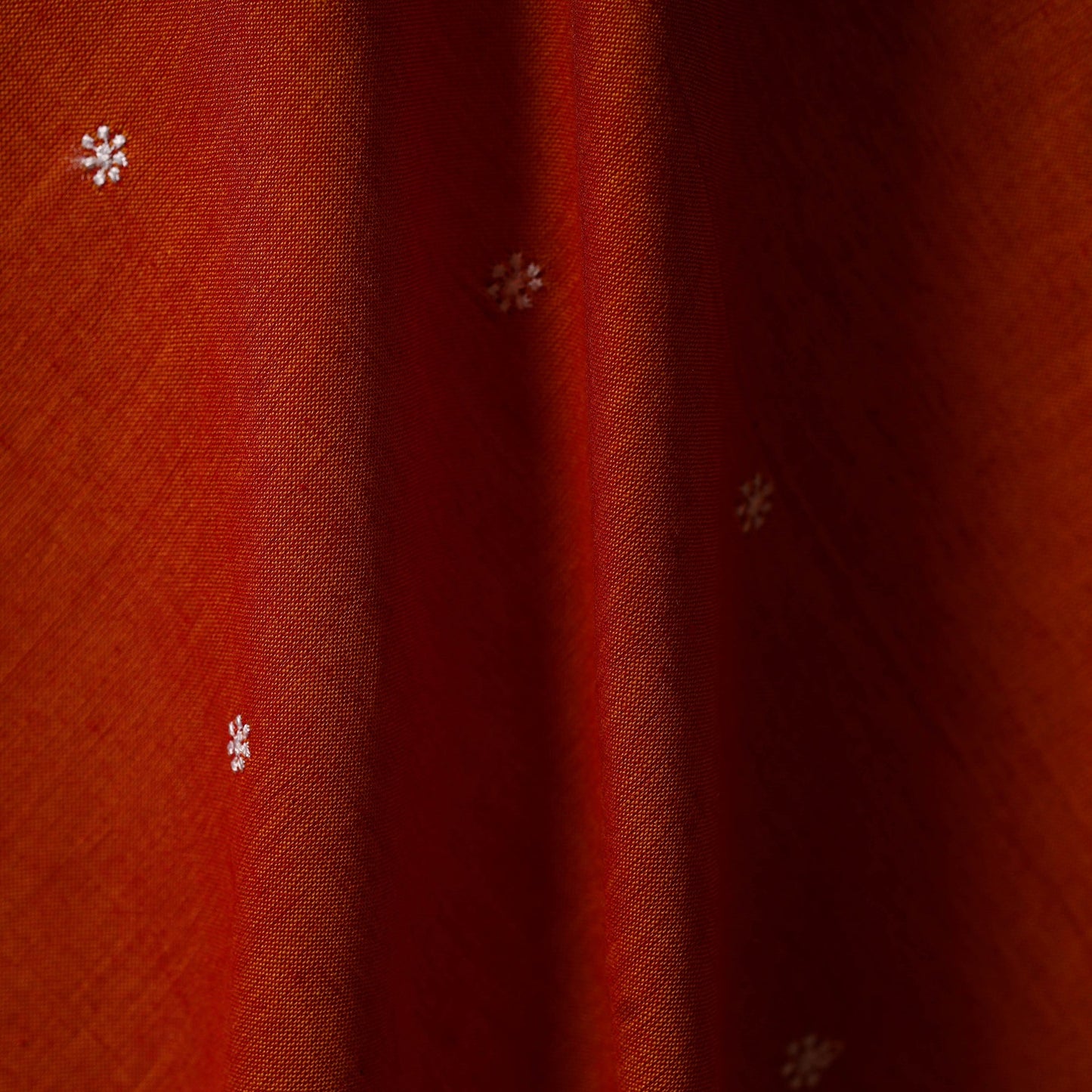 Orange - thread buti cotton plain fabric 06 - handcrafted