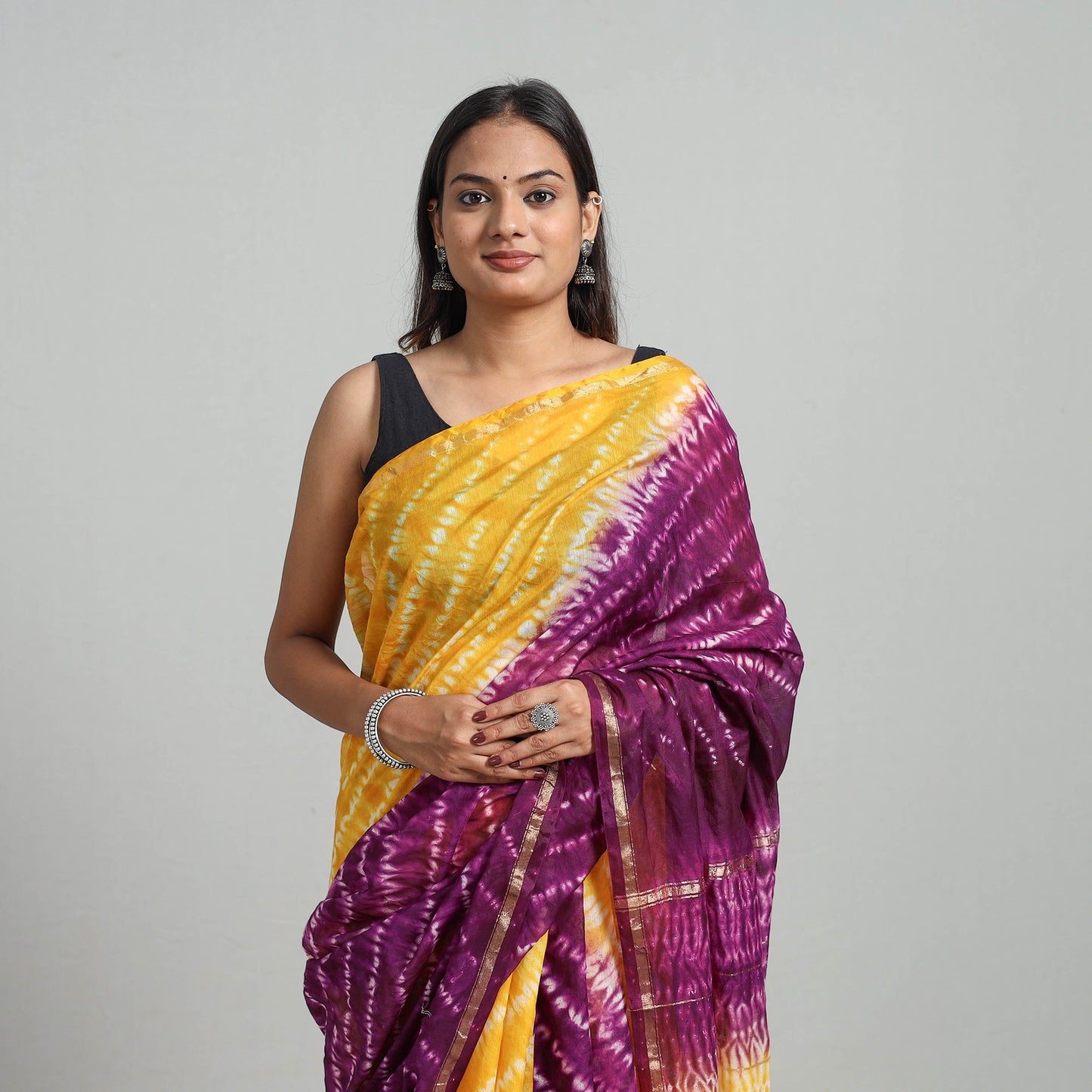 Orange Elegant Tie & Dye Shibori Silk Saree Online in India