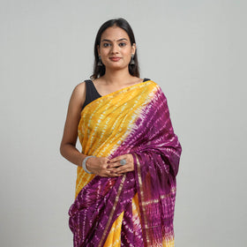 Orange Elegant Tie & Dye Shibori Silk Saree Online in India