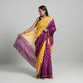 Orange Elegant Tie & Dye Shibori Silk Saree Online in India