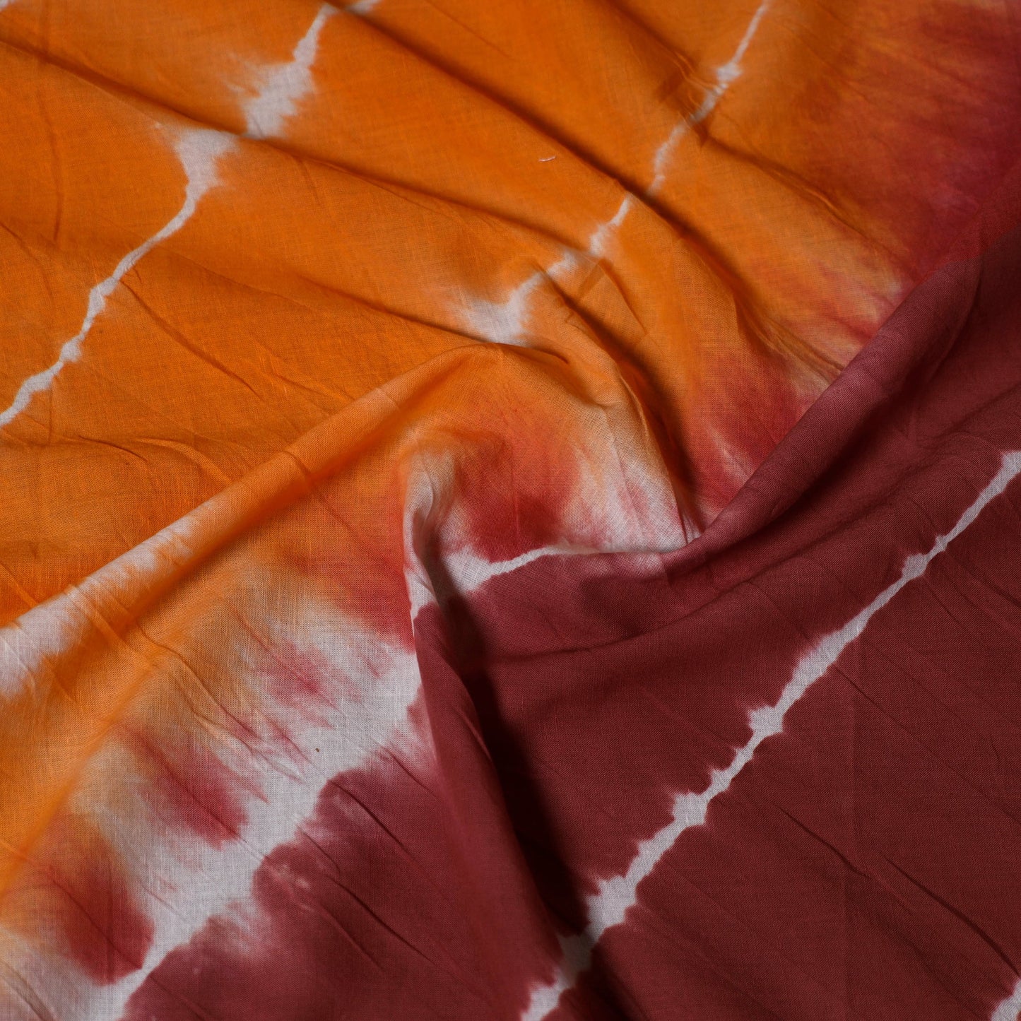 Buy Orange Tie-Dye Cotton Shibori Fabric Online