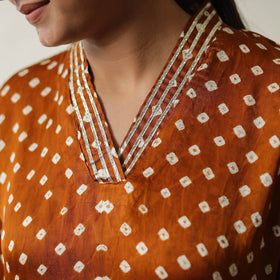 Orange - tie & dye modal silk a-line bandhani kurta 12