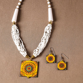  Tikuli Art Handpainted Wooden Necklace Set 