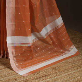 Orange - traditional handloom buti chanderi silk saree 08