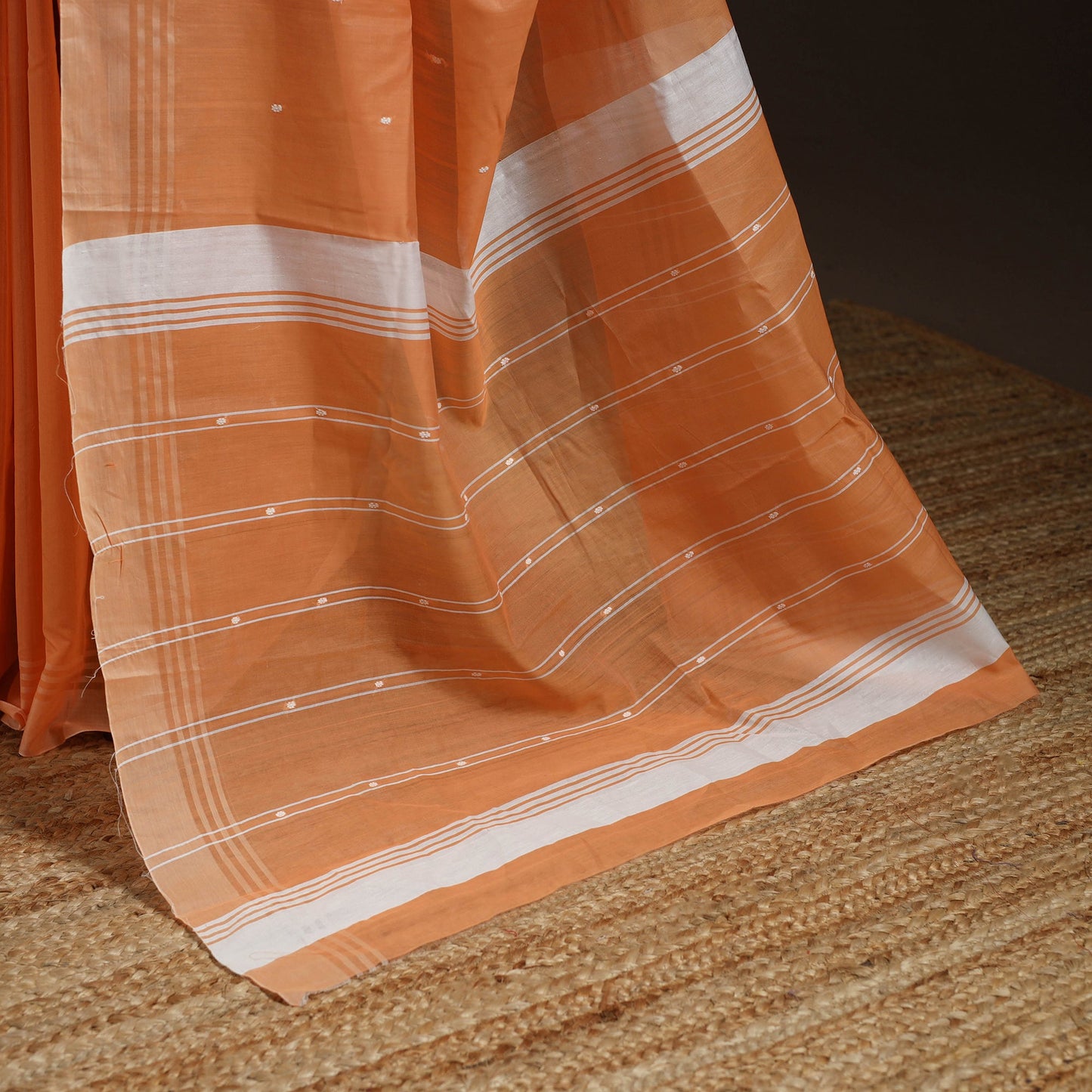 Orange - traditional handloom buti chanderi silk saree 12