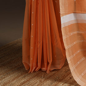 Orange - traditional handloom buti chanderi silk saree 12