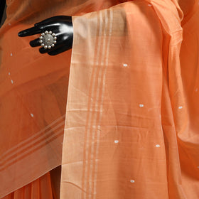 Orange - traditional handloom buti chanderi silk saree 12