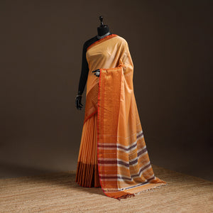 Orange - traditional mercerised cotton narayanpet saree