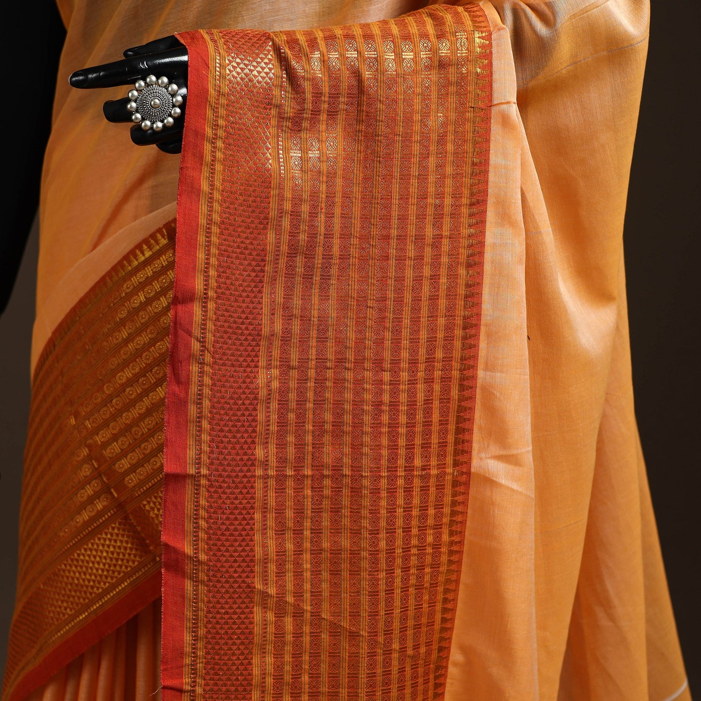 Orange - traditional mercerised cotton narayanpet saree