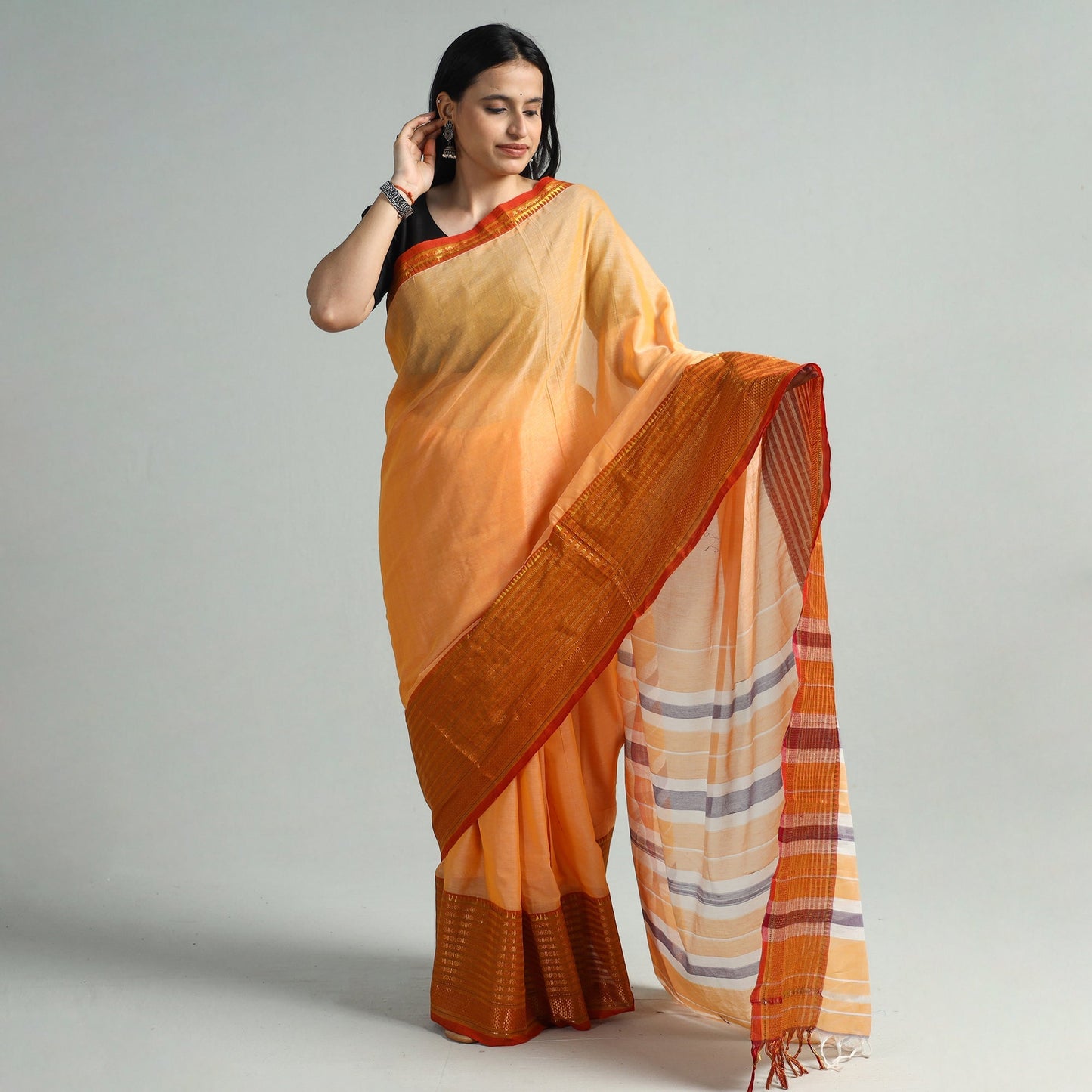  Traditional Narayanpet Mercerised Cotton Saree with Zari Border 104 