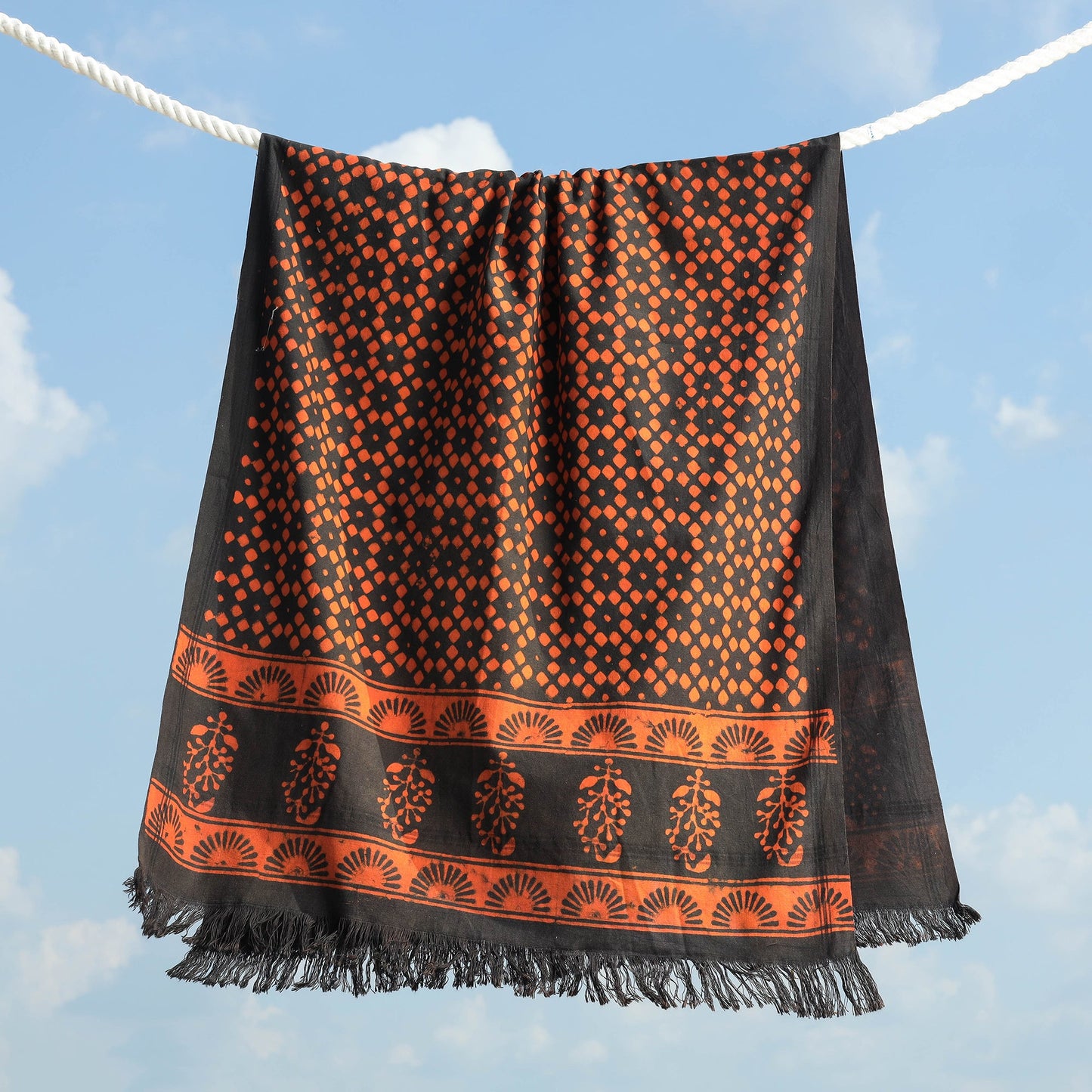  Traditional Pipad Block Printed Pure Handloom Cotton Towel 