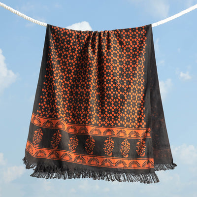  Traditional Pipad Block Printed Pure Handloom Cotton Towel 