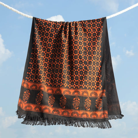  Traditional Pipad Block Printed Pure Handloom Cotton Towel 