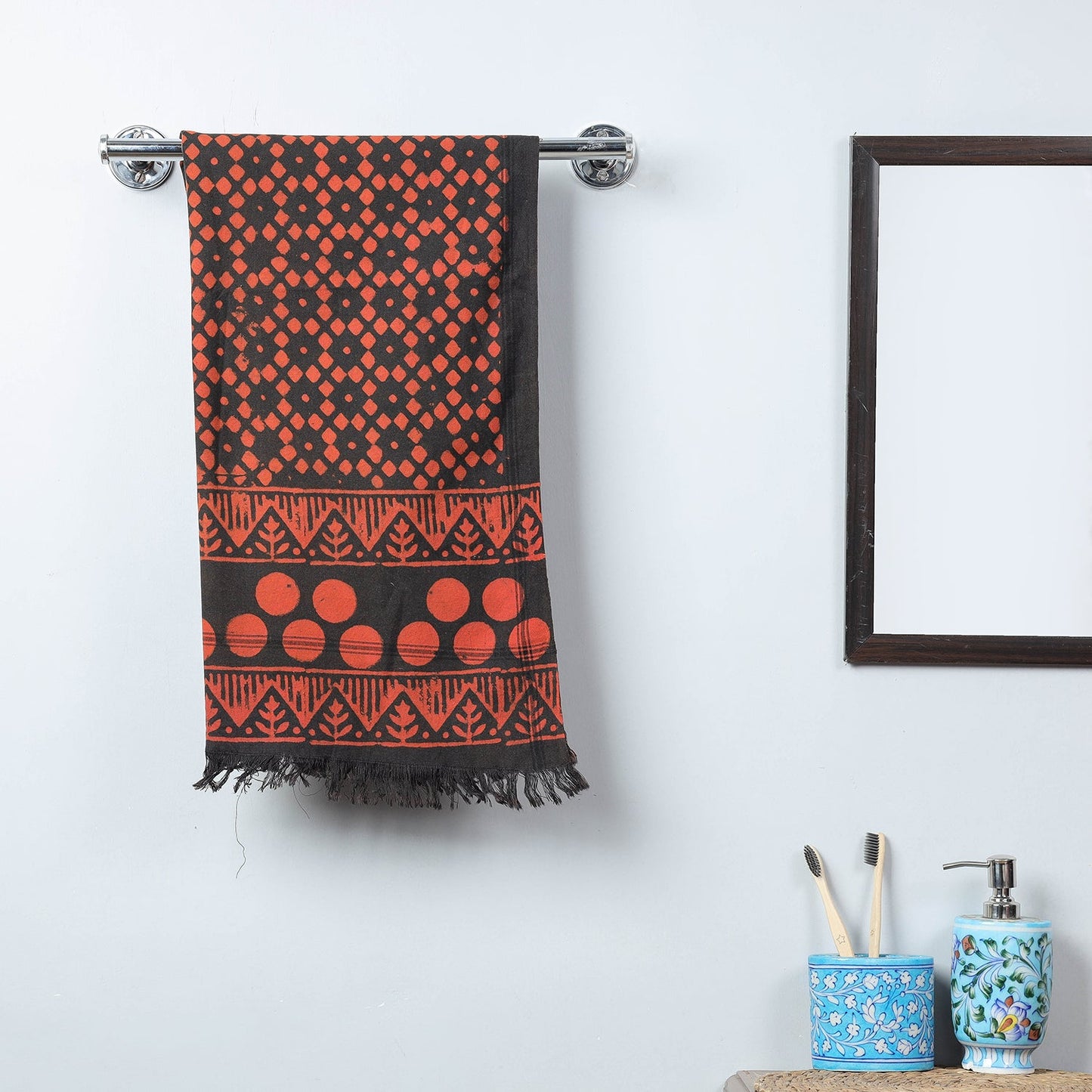 Buy Traditional Pipad Block Printing Pure Handloom Cotton Towel Online at iTokri.com