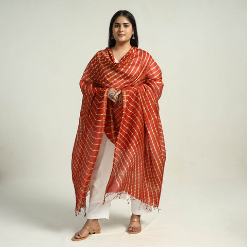 Traditional Tie & Dye Chanderi Silk Leheriya Dupatta