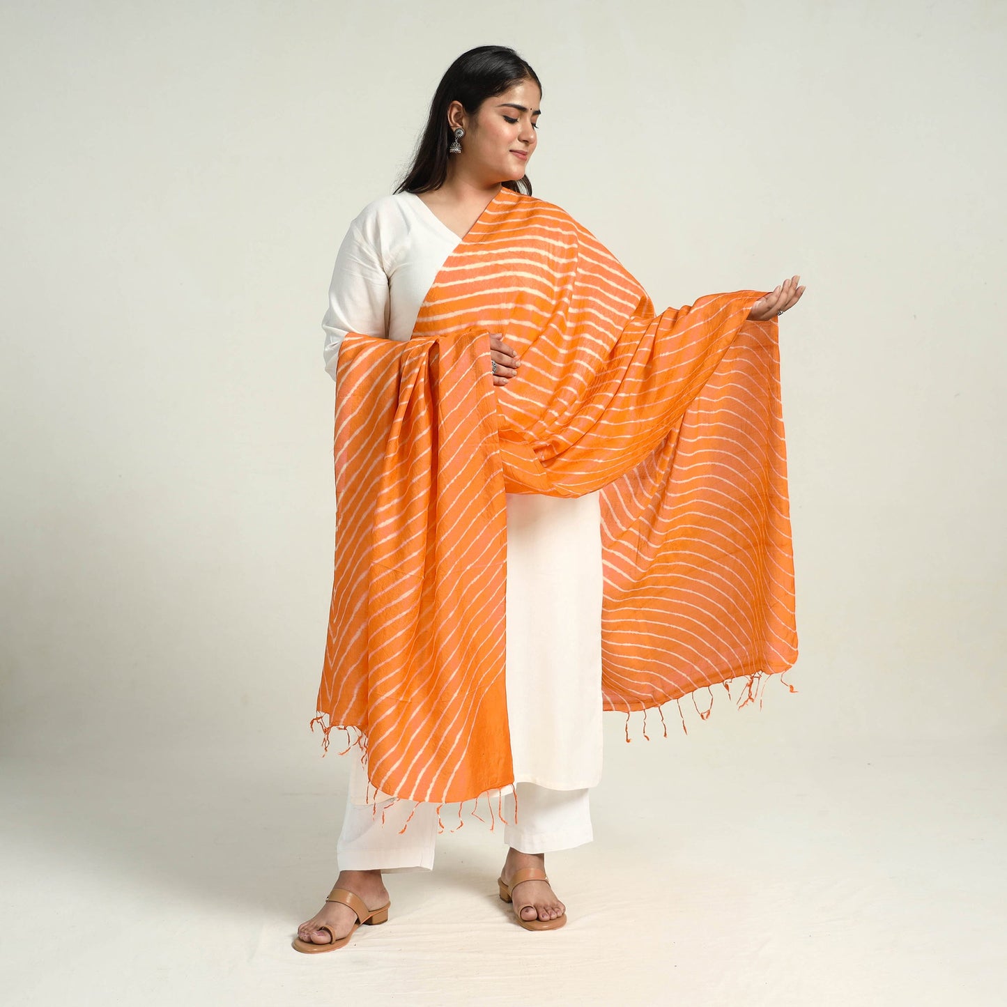 Traditional Tie & Dye Tussar Silk Leheriya Dupatta