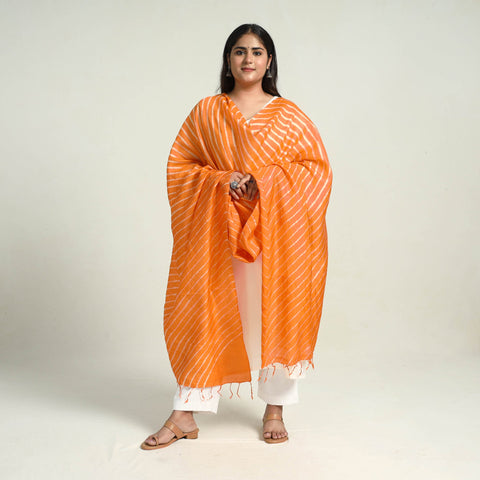 Traditional Tie & Dye Tussar Silk Leheriya Dupatta