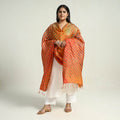 Orange Traditional Tie & Dye Tussar Silk Leheriya Dupatta