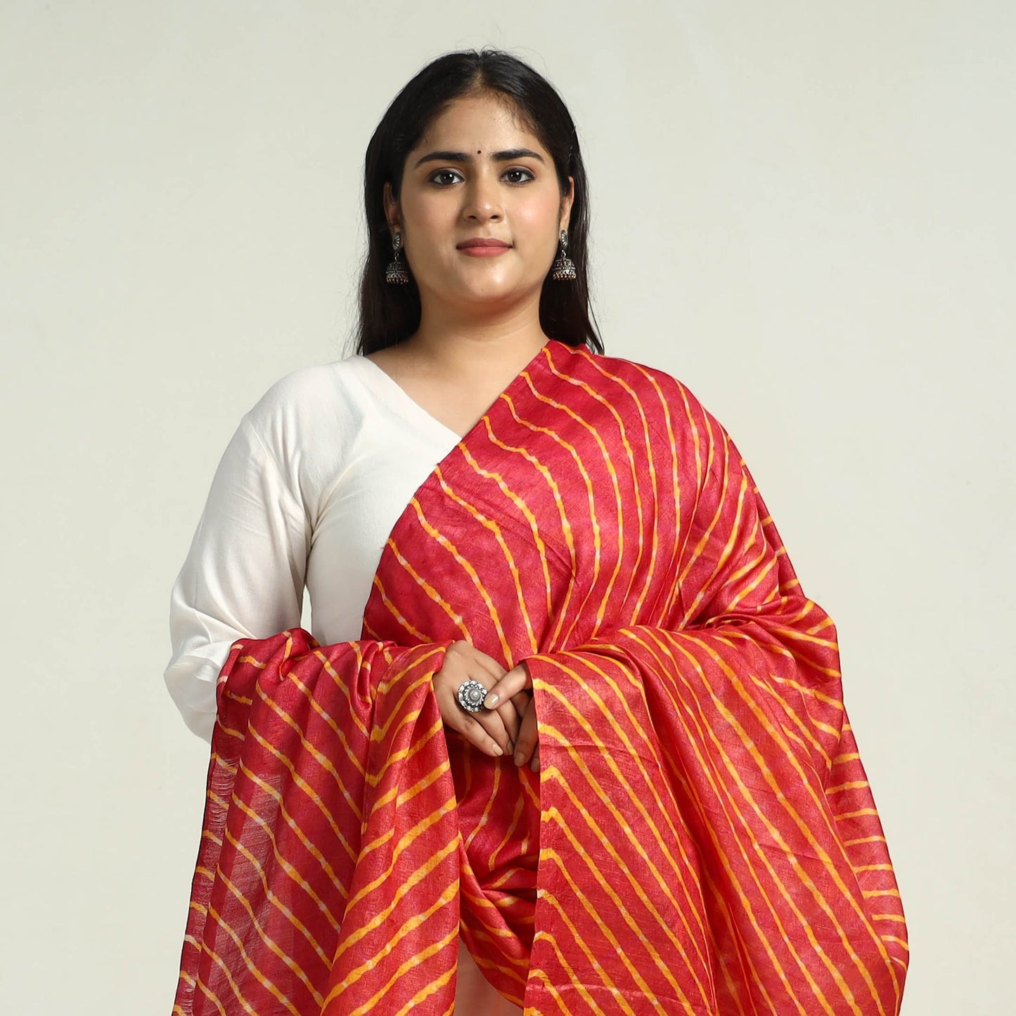 Traditional Tie & Dye Tussar Silk Leheriya Dupatta 30
