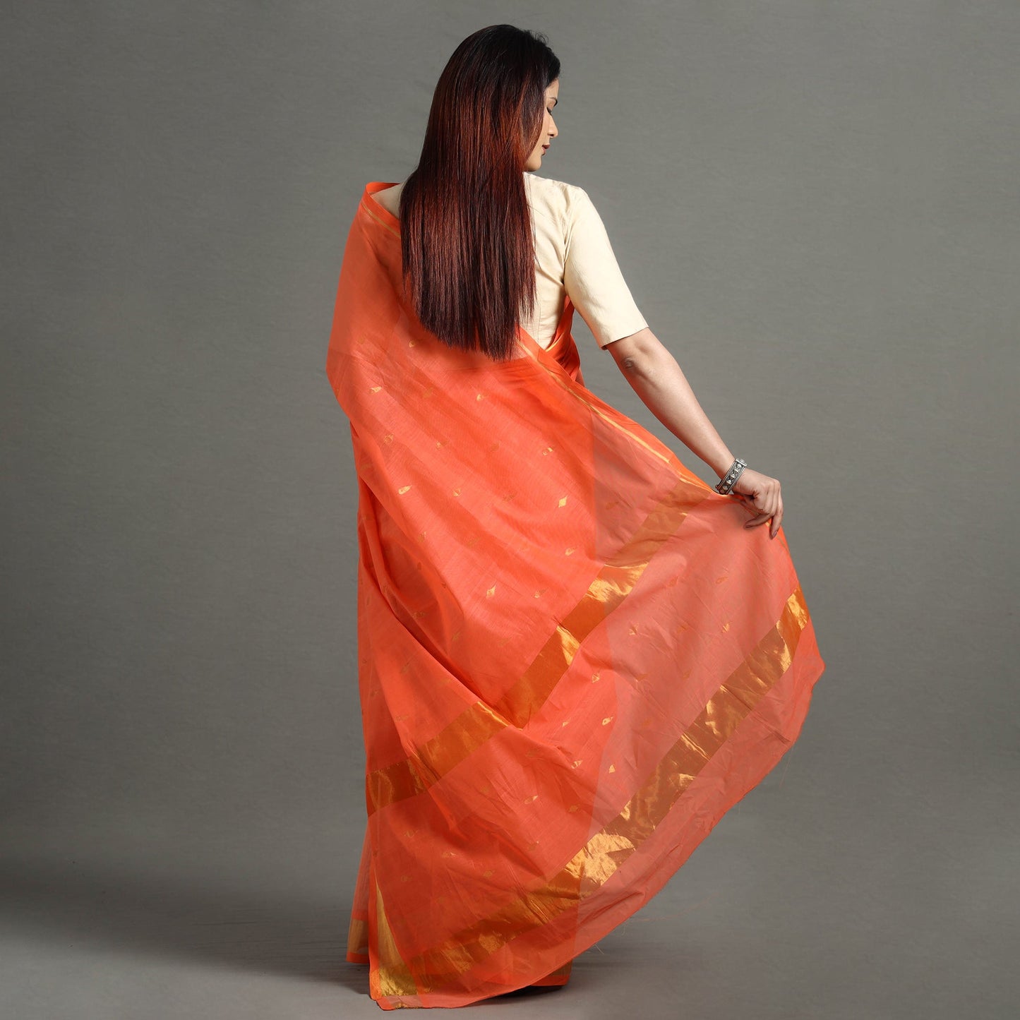 Orange - traditional venkatagiri handloom cotton thread &