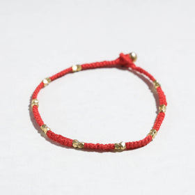 Orange - tribal odisha dokra threadwork anklet - handcrafted