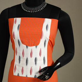 Orange Unstitched Plain Cotton Kurta Material