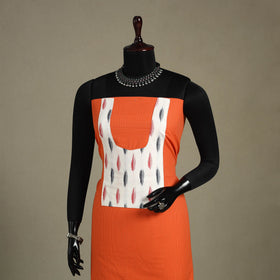 Orange Unstitched Plain Cotton Kurta Material