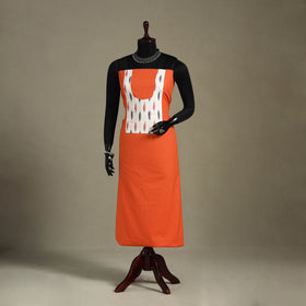 Orange Unstitched Plain Cotton Kurta Material