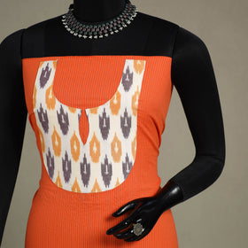 Orange Unstitched Plain Cotton Kurta Material