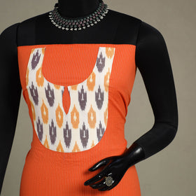 Orange Unstitched Plain Cotton Kurta Material