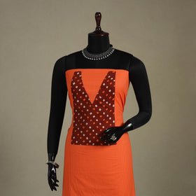 Orange Unstitched Plain Cotton Kurta Material