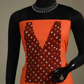 Orange Unstitched Plain Cotton Kurta Material