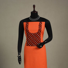 Orange Unstitched Plain Cotton Kurta Material