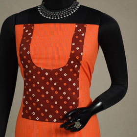 Orange Unstitched Plain Cotton Kurta Material