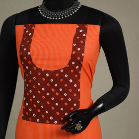 Orange Unstitched Plain Cotton Kurta Material