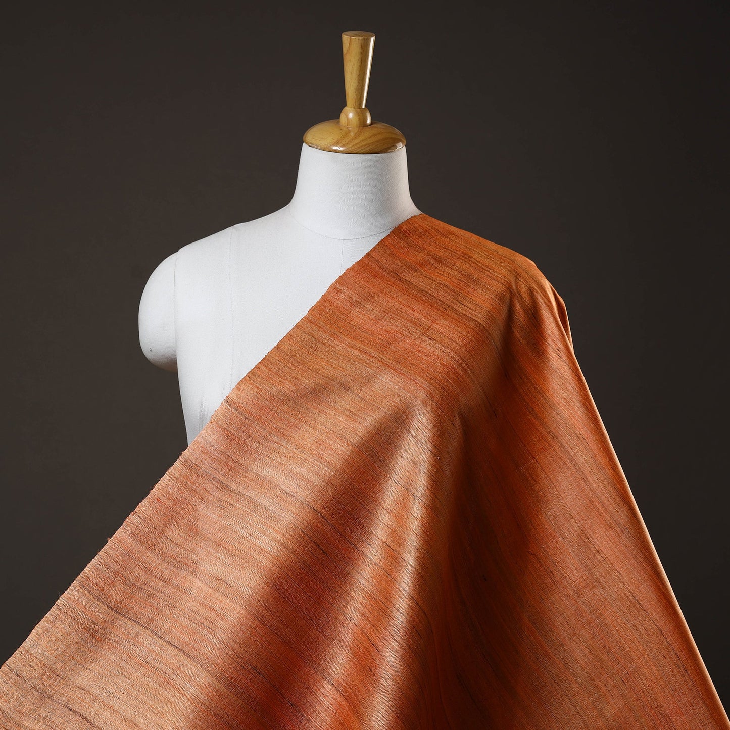 Orange - vidarbha pure tussar x ghicha silk handloom fabric