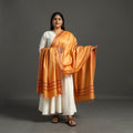 Orange Vidarbha Tussar Cotton Handloom Dobby Border Dupatta