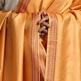 Orange Vidarbha Tussar Cotton Handloom Dobby Border Dupatta