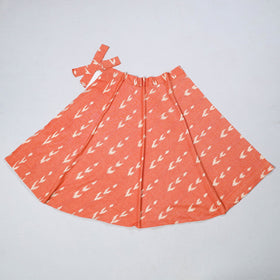  Orange Wrap Around Cotton Pochampally Ikat Skirt