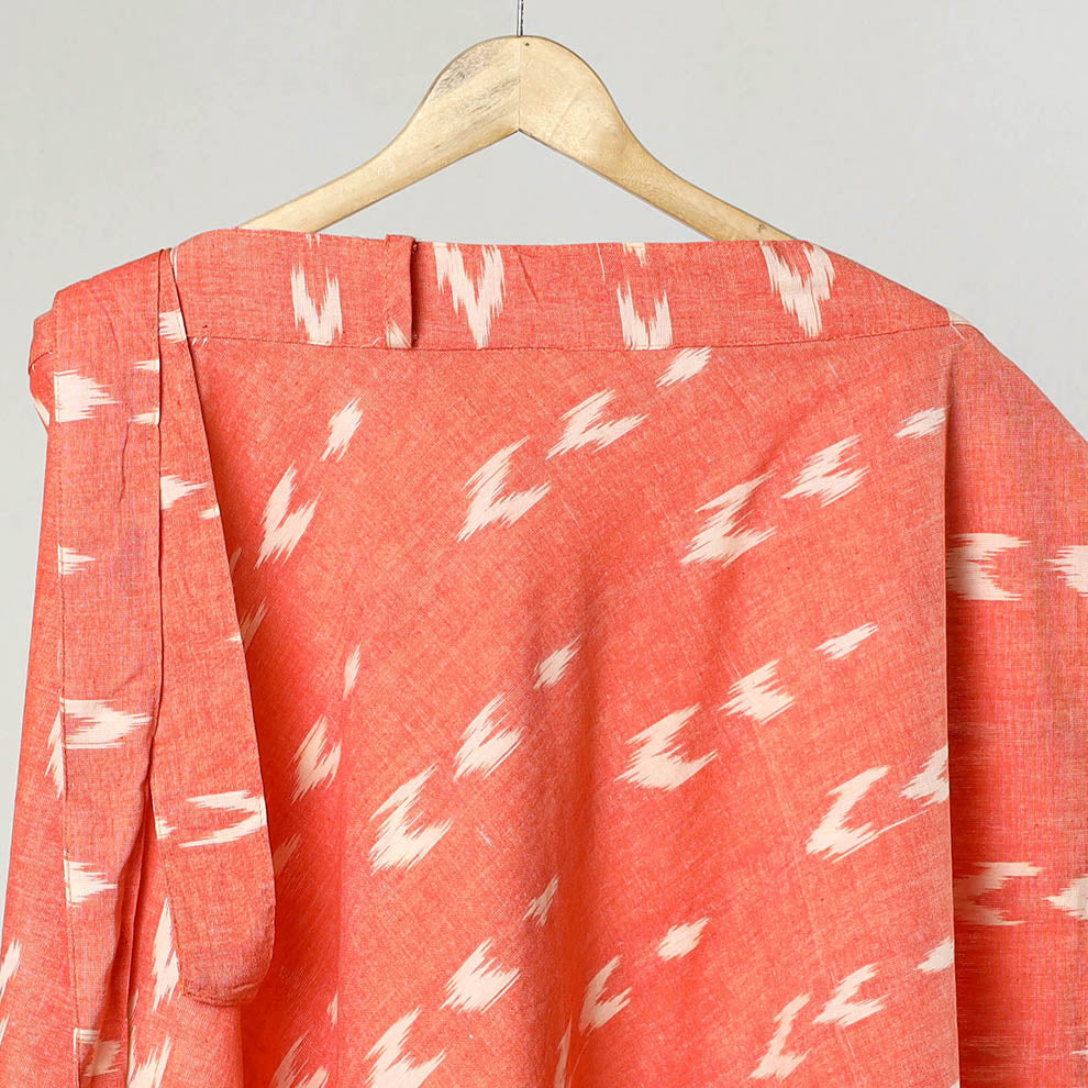  Orange Wrap Around Cotton Pochampally Ikat Skirt