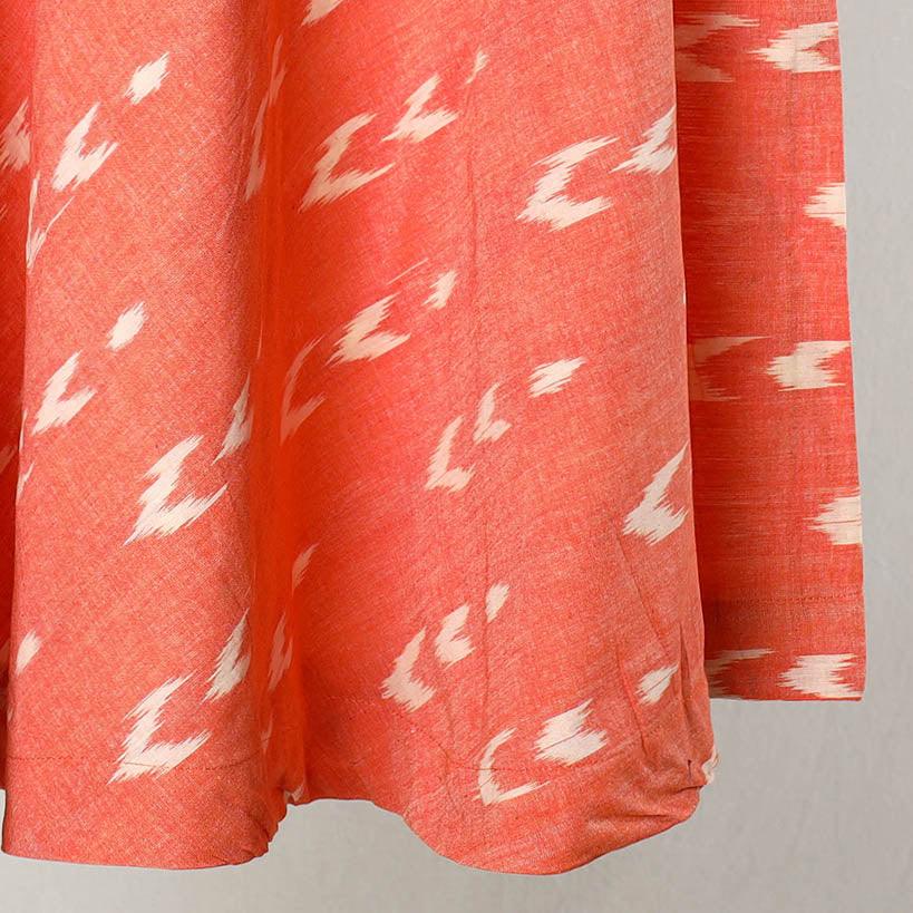  Orange Wrap Around Cotton Pochampally Ikat Skirt