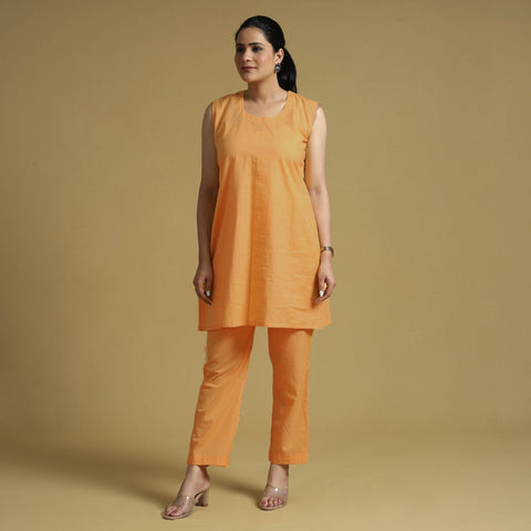 Orange - yellow - plain dyed cotton co-ord set - handcrafted