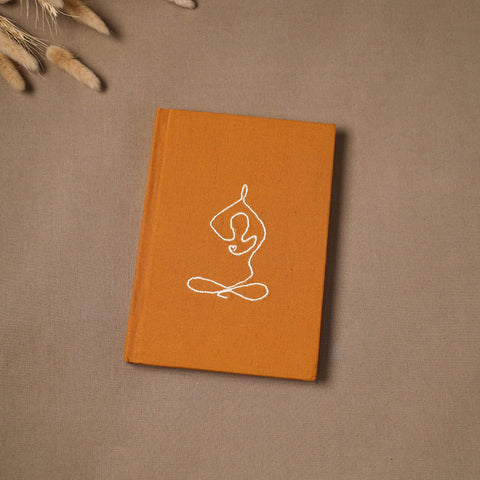 Yoga hand embroidered fabric cover handmade paper journal