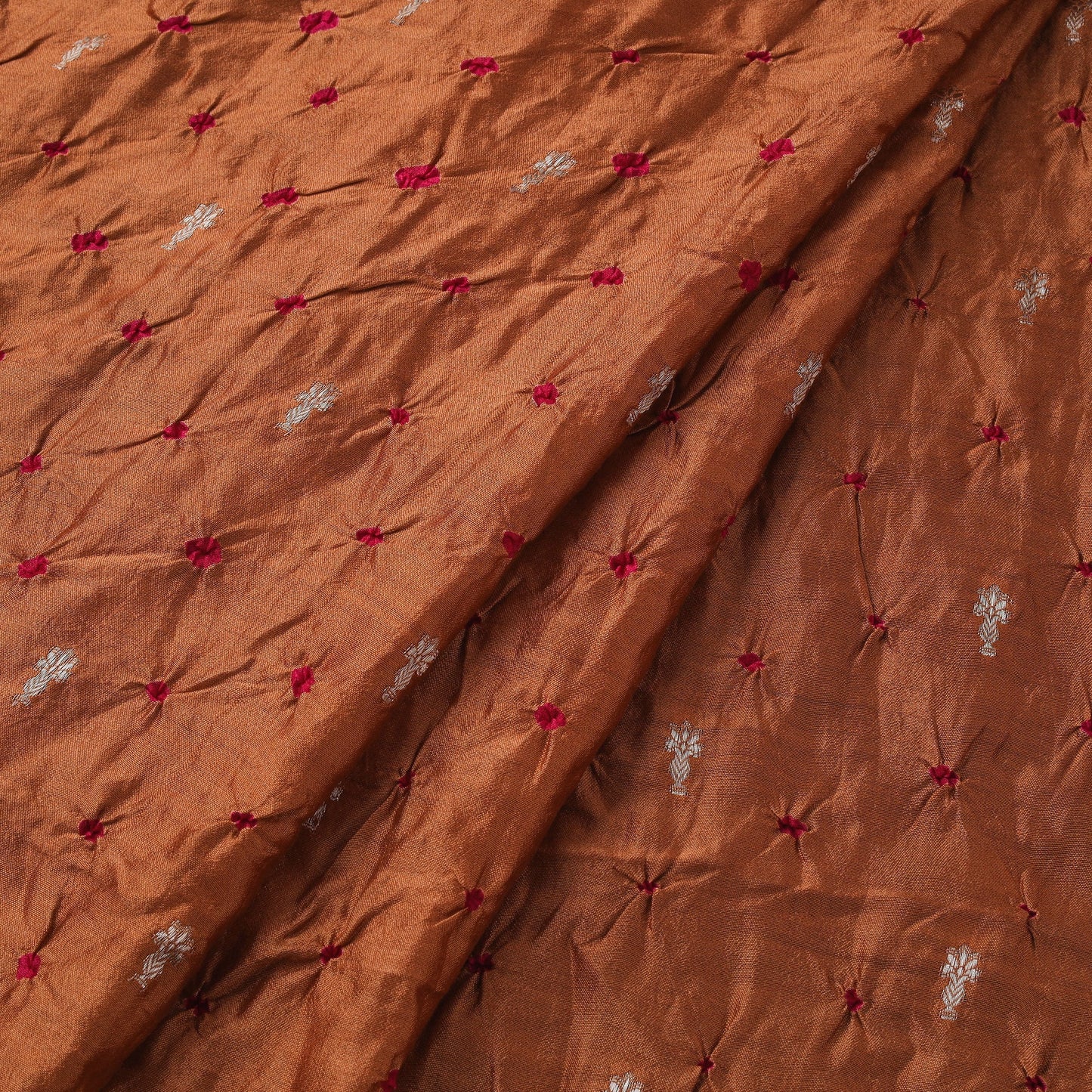 Zari buti silk tie-dye bandhani fabric 11 - handcrafted