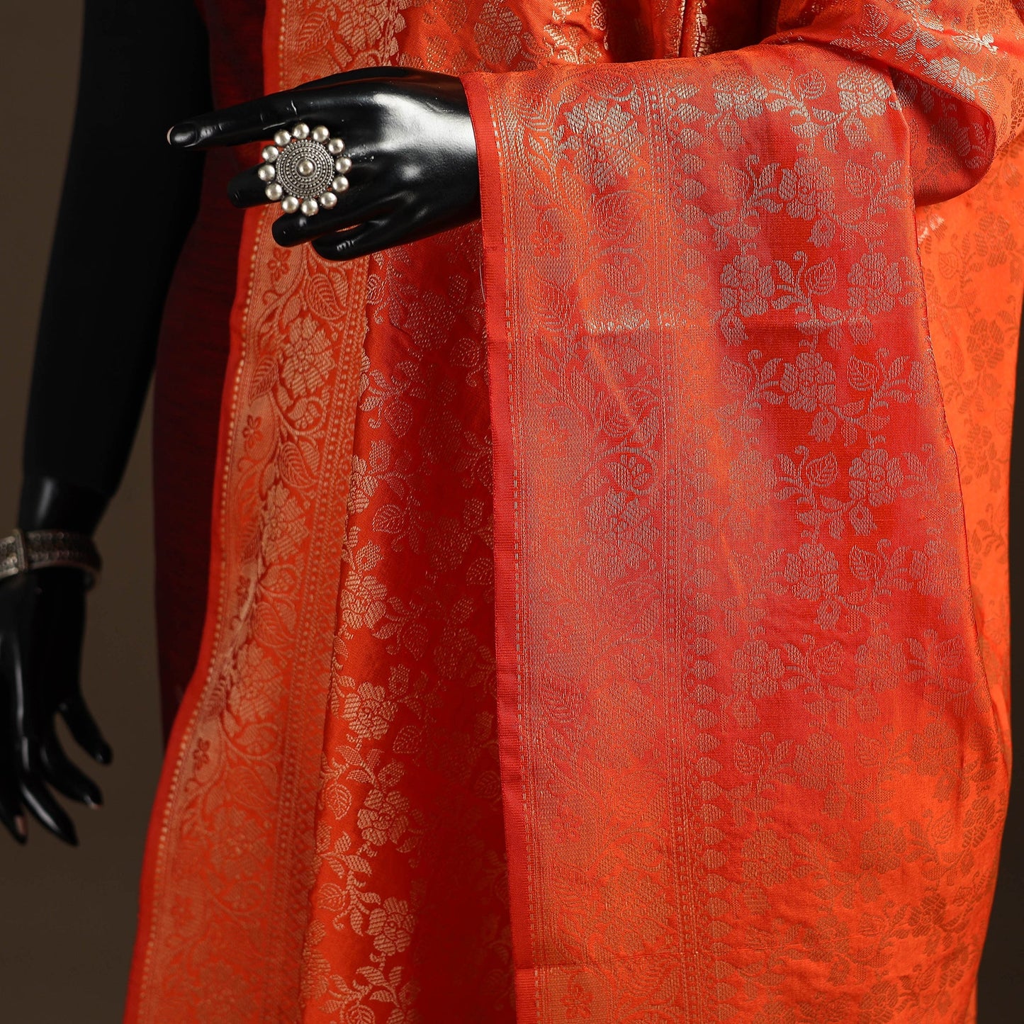 Zari work banarasi silk dupatta 09 - handcrafted