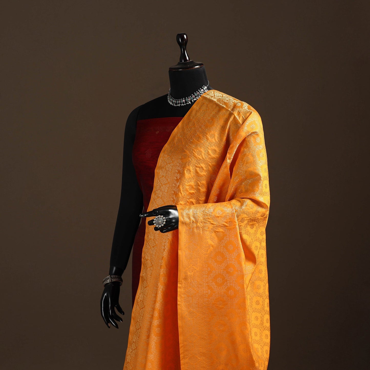 Zari work banarasi silk dupatta 21 - handcrafted